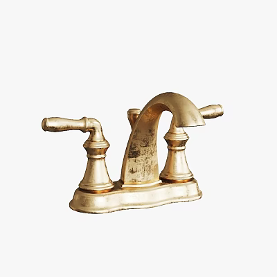 Classic Brass Double Handle Faucet with Vintage Design and Elegant Look 3d model