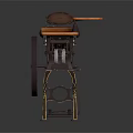 Vintage Manual Kitchen Tool With Wooden Platform Metal Frame And Large Wheel Retro Household Model