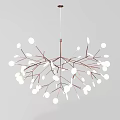 Modern Branch Like Chandelier With White Circular Elements And Metallic Branches 3d model