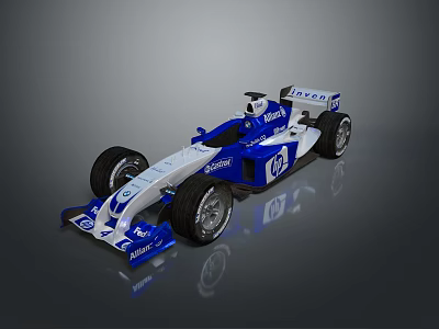 Blue And White Sauber Racing Car With Aerodynamic Design And Sponsor Logos 3d model
