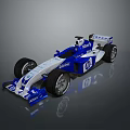 Blue And White Sauber Racing Car With Aerodynamic Design And Sponsor Logos