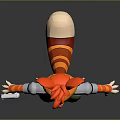 3D Animated Orange Cat Character Wearing Green Vest White Shirt Striped Pants for Game Movie