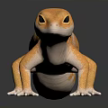 Orange Colored Gecko with Black Spots Standing on Dark Shiny Reflective Surface 3d model
