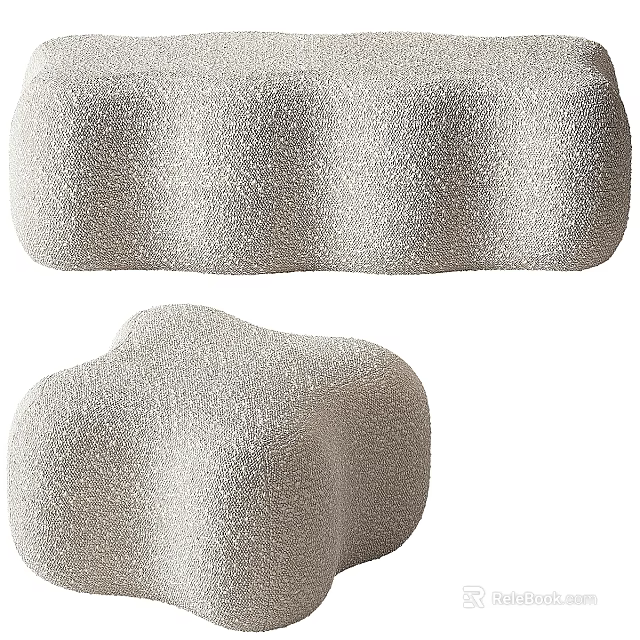 Light Beige Textured Sofa Stools With Irregular Curved Design And Modern Style 3d model 