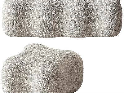Light Beige Textured Sofa Stools With Irregular Curved Design And Modern Style 3d model