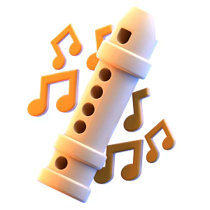 Modern flute musical instrument music icon cartoon musical instrument 3d model