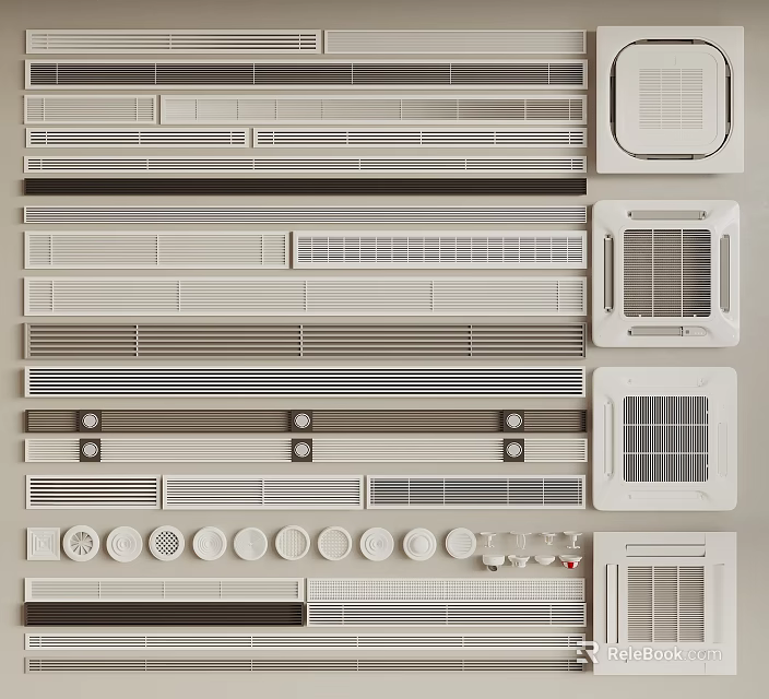 Various Air Conditioner Air Vents Designs For Home Decoration And Ventilation 3d model 