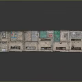 Old Rundown Shop Facades With Brick Walls Various Colored Doors And Vintage Signs