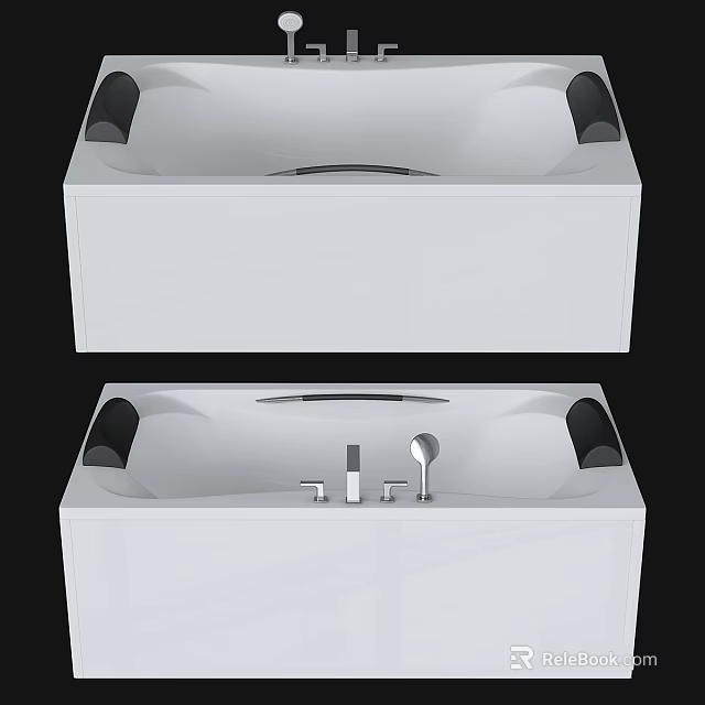 Modern White Freestanding Bathtub With Chrome Faucet And Smooth Edges 3d model 