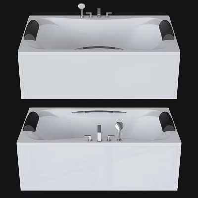 Modern White Freestanding Bathtub With Chrome Faucet And Smooth Edges 3d model