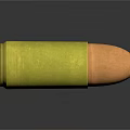 Shiny Metallic Bullet With Golden Copper Finish On Dark Reflective Surface