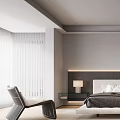 Modern Bedroom Interior Design With Gray Walls White Bed And Marble Accent Wall