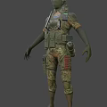 A Man In Military Camouflage Uniform With Helmet Mask And Tactical Gear