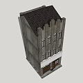 Multi Storey Commercial Complex Exterior With Vintage Gray Facade And Window Design