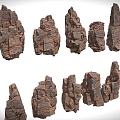 Rock Stone Block Modular Rocks Reef Stone Cliff Boulders Low Poly Desert Cliff Modular Rocks 3d model