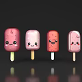 Colorful Cartoon Ice Cream Pops With Smiling Faces And Different Colors On Sticks