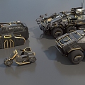 Science Fiction Armored Vehicle Transporter Armored Vehicle Motorcycle Launcher Light Tank Infantry Fighting Vehicle Low Face Number Low Model Simple Model Game Movie and TV Level 3d model