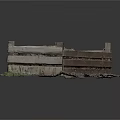 Wooden Rectangular Planter Box Filled With Mulch And Green Grass On Dark Background
