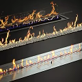 Modern Fireplace Design With Burning Flames And Decorative Pebbles In Home Interior