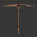 Modern White Canopy Umbrella With Large Pink Floral Pattern And Wooden Handle