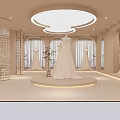Elegant Bridal Shop Interior Design With Displayed Wedding Dresses And Soft Lighting