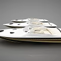 Three White Speedboats Featuring Black Accents And Beige Seats On Sleek Surface
