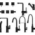 Black Faucets With Various Modern Kitchen And Bathroom Design Styles 3d model