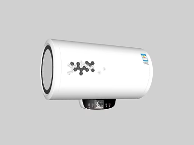 Household Daily Use Electric Water Heater With White Cylindrical Design And Control Panel 3d model