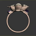 Butterfly Shaped Ring With Purple Stone And Pink Accents On Metallic Band