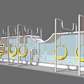 Kids Indoor Playground Equipment With Yellow Hanging Rings White Frames And Ball Pit