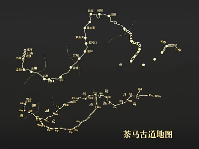 Vintage Ancient Tea Horse Road Map Wall Decor as Artistic Home Decoration 3d model