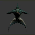 Iridescent Teal Aquatic Animal With Streamlined Body Unique Fins And Dark Background Reflection