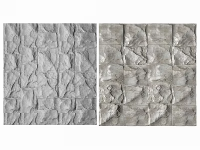 Gray Stone Texture Background Wall With Decorative Panel Design For Modern Interior 3d model