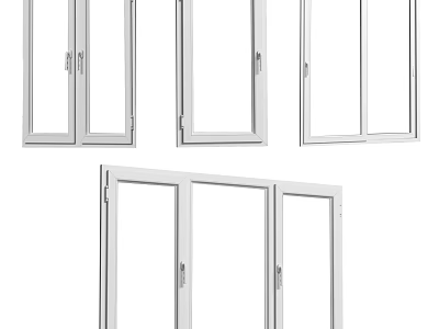 Energy Efficient Casement Windows With White Aluminum Frame And Double Glazed Glass 3d model