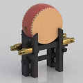 Decorative Musical Instruments Traditional Drum With Red Beige Head Black Stand And Gold Accents