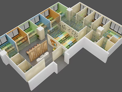 School Floor Plan Layout With Classrooms Corridors Labs And Educational Facilities 3d model