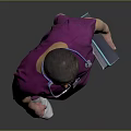 Medical Professional In Purple Scrubs Holding Blue Folder With ID Badge