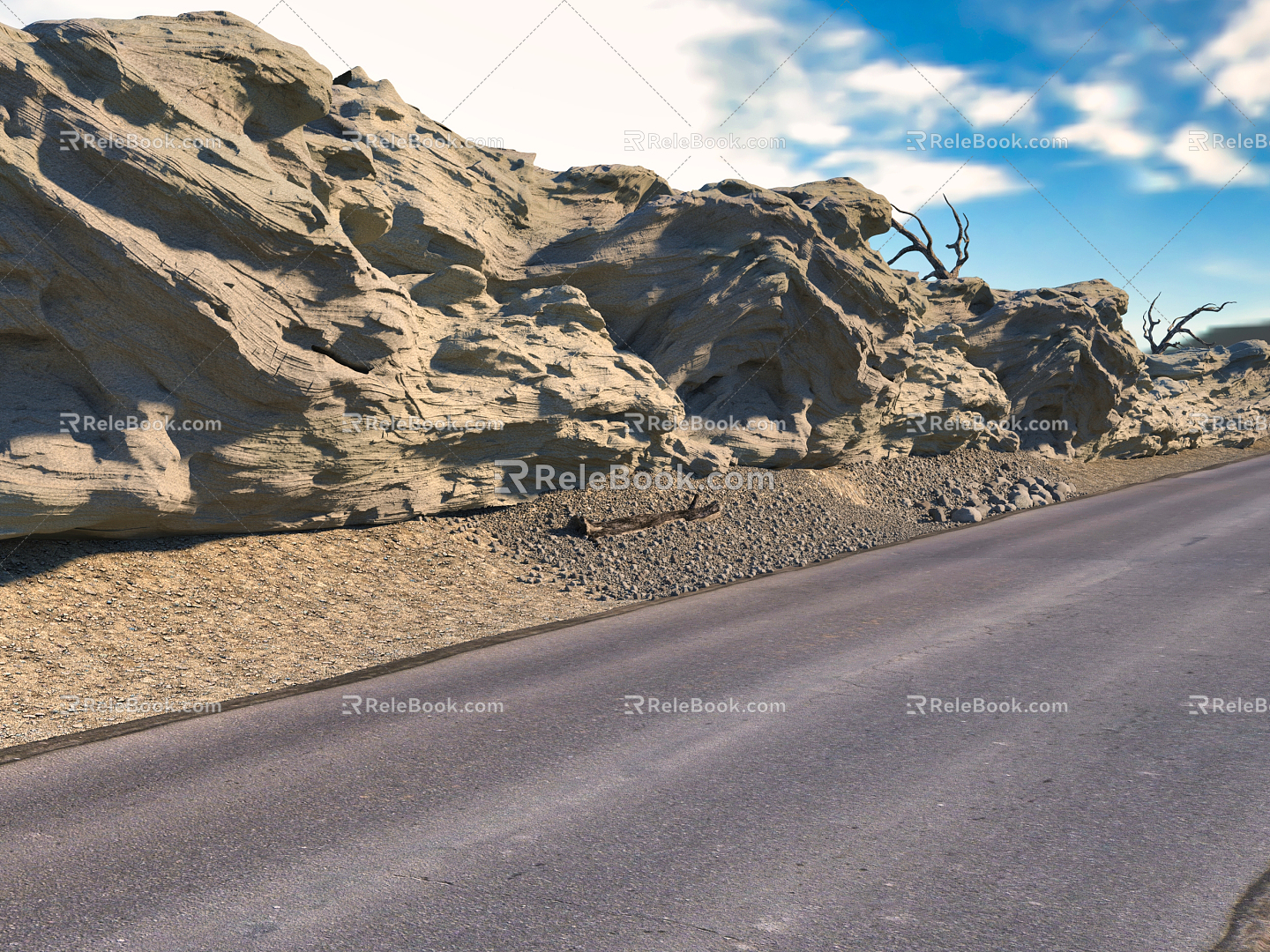 Modern Stone Road 3d model