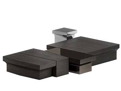 Modern Geometric Coffee Table With Dark Wood Finish And Metal Accents Design 3d model
