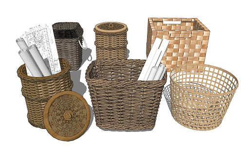 Modern Storage Basket Woven Basket 3d model