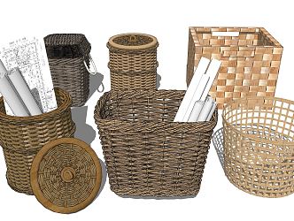 Modern Storage Basket Woven Basket 3d model