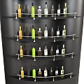 Colorful Wine Bottles Arranged On Black Multi Tier Wine Rack With Metal Rails