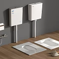 Modern Squat Toilets With Wall Mounted Cisterns Toilet Paper Holder And Wooden Floor