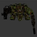 Battle Ready Green Mechanical Robot With Weapon Arm And Intricate Metallic Design