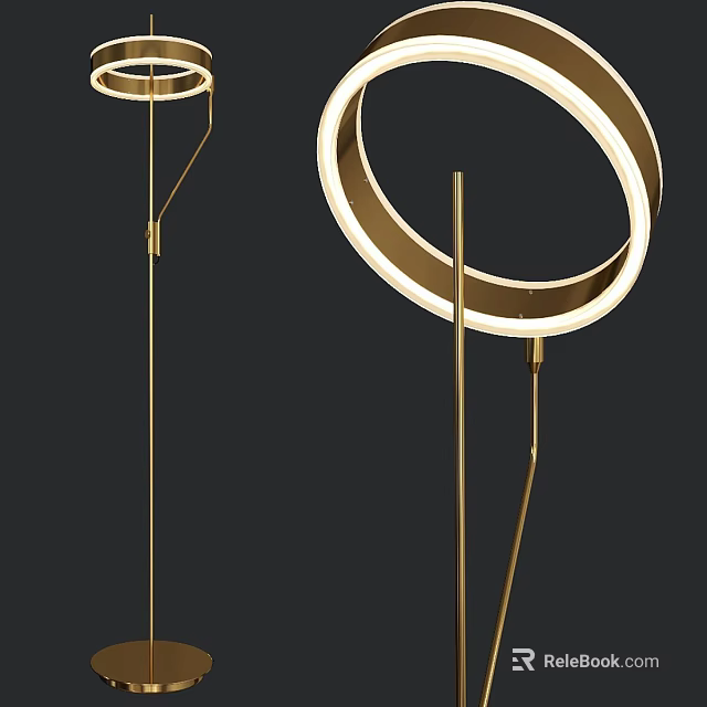 Modern Golden Circular Ring Floor Lamp For Contemporary Home Lighting Decor 3d model 