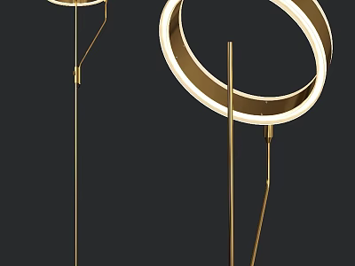 Modern Golden Circular Ring Floor Lamp For Contemporary Home Lighting Decor 3d model