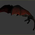 Mythical Dragon Fantasy Character With Red Black Wings Scaled Body And Clawed Limbs 3D Rendering 3d model