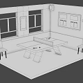 Cartoon Style Room Interior With Ping Pong Table Windows Chairs And Wooden Boards