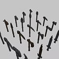 Various Weapons Collection Including Swords Axes Spears and Different Styles Arranged in 3d model