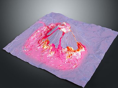 Volcanic Lava Landform Lava Environment Ground Vein Volcanic Island Terrain Mountain Landform 3d model